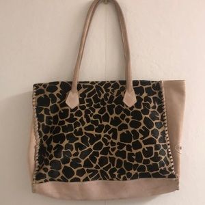 Ceconi Piero calf hair giraffe print large bag